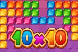 Fargerike blokker i et rutenett med den store teksten 10x10 under