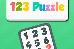 Fargerik tekst 123 Puzzle over et brett med tall i et rutenett på grønn bakgrunn