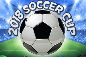 Fotball med teksten 2018 Soccer Cup på en stadion bakgrunn