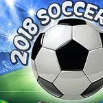 Fotball med teksten 2018 Soccer Cup på en stadion bakgrunn