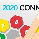Fargerike sekskantede brikker med tall og en hånd som peker under teksten 2020 CONNECT