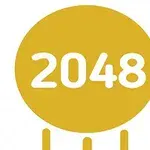 Gult sirkel med tallet 2048 i midten og tre streker under