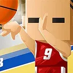 En tegneseriefigur i basketballantrekk kaster en basketball mot en kurv