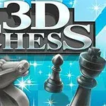Tredimensjonale sjakkbrikker med glitrende bakgrunn og stor tekst 3D Chess