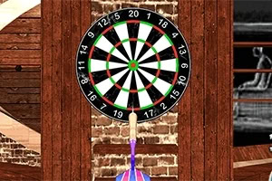 Dartskive på en mursteinvegg med en dartpil i sentrum