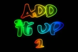 Fargerik tekst i neonstiler på svart bakgrunn som sier ADD it UP 1