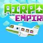 Illustrasjon av et fly i luften med ansikter i vinduene og teksten Airport Empire øverst