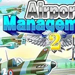 Illustrasjon av flere fly med teksten Airport Management 2 i bakgrunnen