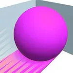 En stor, lilla kule med en gradient av rosa skygger som kaster et fargespill mot en grå bakgrunn i et hjørne