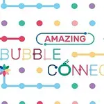 Fargerike prikker og linjer med teksten Amazing Bubble Connect i sentrum