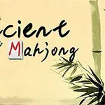 Teksten Ancient Mahjong med en bambusplante og et minimalistisk bakgrunnsdesign