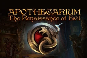 En dekorativ logo med en drage i et sirkulært emblem på en mørk bakgrunn, omgitt av mystiske omgivelser
