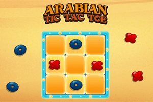 Et tic-tac-toe-brett med røde kryss og blå ringer på en gul bakgrunn