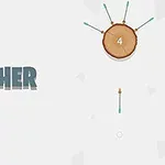 Trebjelke med piler og teksten ARCHER på en lys bakgrunn