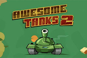 Grønn tegneserietank med tekst Awesome Tanks 2 på en grønn bakgrunn