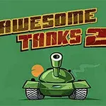 Grønn tegneserietank med tekst Awesome Tanks 2 på en grønn bakgrunn