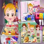 Collage av en tegnet jente med handlekurv og variasjoner av aktiviteter i et klasserom, med fargerik tekst Craft Time