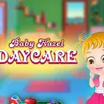 To små barn med leker i et fargerikt barnerom med teksten Baby Hazel Daycare