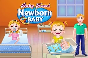 Et rom med en kvinne i en sykehusseng, en glad jente ved siden av en nyfødt baby i en krybbe, og en smilende mann ved siden av dem