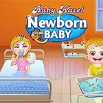 Et rom med en kvinne i en sykehusseng, en glad jente ved siden av en nyfødt baby i en krybbe, og en smilende mann ved siden av dem
