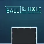 En gul ball på kanten av en lysende plattform med teksten Ball in the Hole i bakgrunnen