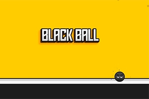 Svart ball med ansikt på gul bakgrunn med teksten Black Ball