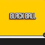 Svart ball med ansikt på gul bakgrunn med teksten Black Ball