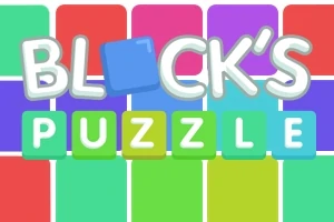 Fargerike blokker med teksten BLOCKS PUZZLE i midten