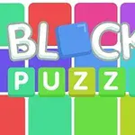 Fargerike blokker med teksten BLOCKS PUZZLE i midten