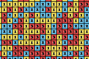 Blocks123 RutemÞnster med tallene 1, 2 og 3 i gule, blÄ og rÞde firkanter