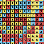 Blocks123 RutemÞnster med tallene 1, 2 og 3 i gule, blÄ og rÞde firkanter