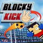 En pikselert målvakt i rød drakt med blå hansker redder en fotball foran et fullt stadion med logo og en seierhånd