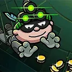 Bob the Robber 3 En tegneseriefigur med nattbriller samler gullmynter og sedler