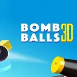 En kanonball skytes mot fargerike blokker ved siden av teksten Bomb Balls 3D på en blå bakgrunn