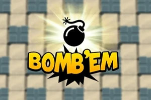 En tegneserieaktig bombe med en opplyst bakgrunn og teksten Bombem i gule bokstaver