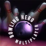 En bowlingkule treffer kjegler med teksten Bowling Hero Multiplayer rundt