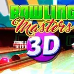Fargerikt bilde med teksten Bowling Masters 3D over en bowlingbane med kjegler og kuler