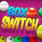 Fargerike kuler og teksten Box Switch mot en lilla bakgrunn