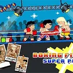 To pixelanimerte boksere kjemper i en boksering under sterke lys, med publikum i bakgrunnen