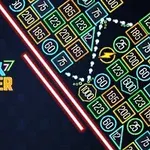Fargerike neonblokker med tall og energisymboler mot en mørk bakgrunn med tekst i venstre hjørne