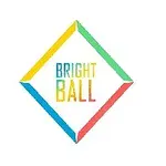 Fargerikt diamantformet symbol med teksten Bright Ball i midten