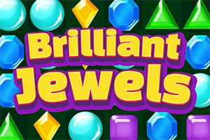 Fargerike diamanter og juveler med teksten Brilliant Jewels i sentrum