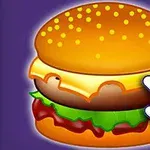 En illustrasjon av en cheeseburger med en animert hånd som peker på den, på en lilla bakgrunn