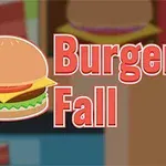 Tegneserieillustrasjon av en hamburger med ost og tomat ved siden av teksten Burger Fall