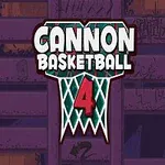 Teksten Cannon Basketball 4 vises foran en lilla bakgrunn med konturer av bygninger eller strukturer
