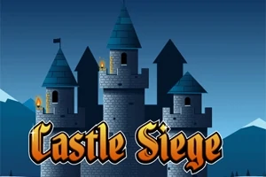 En steinborg med flere tårn mot en blå himmel og teksten Castle Siege i forgrunnen