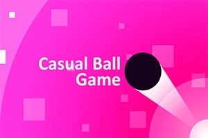 En svart ball på en rosa bakgrunn med teksten Casual Ball Game omgitt av firkantede mønstre