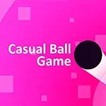 En svart ball på en rosa bakgrunn med teksten Casual Ball Game omgitt av firkantede mønstre