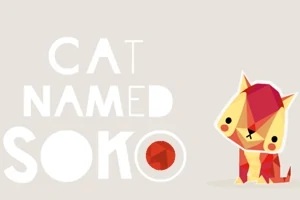 Tegnet katt i geometriske former med teksten Cat Named Soko