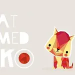 Tegnet katt i geometriske former med teksten Cat Named Soko